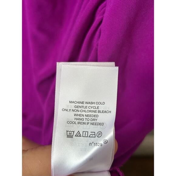 Lauren Ralph Lauren Bodycon Dress Women's Petite 16P Purple Ruched Wrap V Neck - Picture 8 of 12